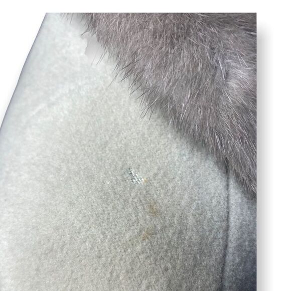 Vintage Icy Mint Green wool blend coat with silver mink collar 1950s retro - Picture 11 of 13